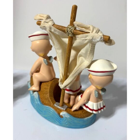 Vtg‎ Lot of 2 Kewpie Trio Figurines "The Spirit Of Kewpies" & Nautical Sailboat - Picture 3 of 8